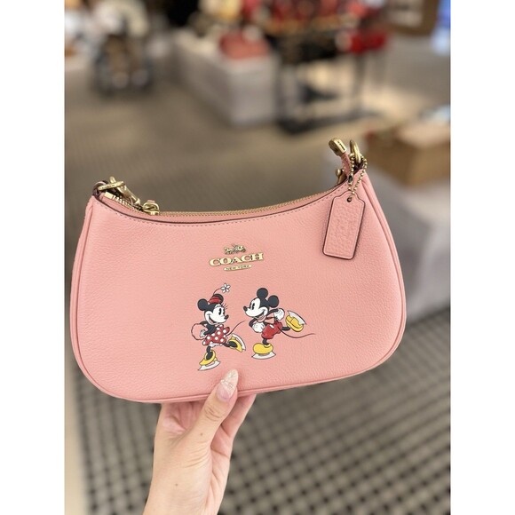 Disney X Coach CM858 Teri Shoulder Bag Ice Skate Motif Blush Multi Crossbody NWT - Picture 16 of 16